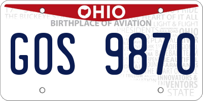 OH license plate GOS9870