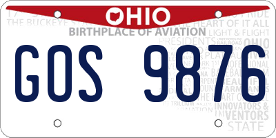 OH license plate GOS9876
