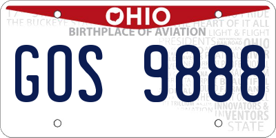 OH license plate GOS9888