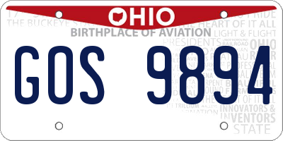 OH license plate GOS9894