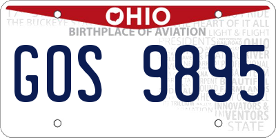 OH license plate GOS9895