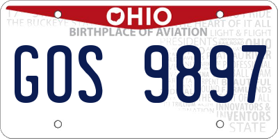 OH license plate GOS9897