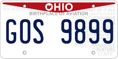 OH license plate GOS9899