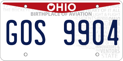 OH license plate GOS9904