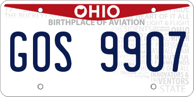 OH license plate GOS9907