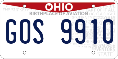 OH license plate GOS9910