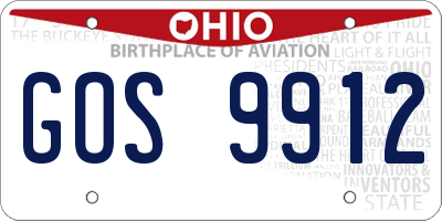 OH license plate GOS9912