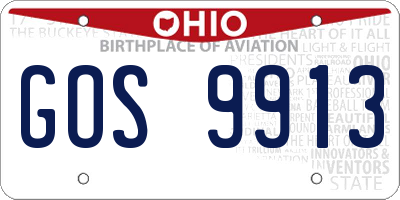 OH license plate GOS9913