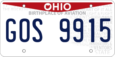OH license plate GOS9915