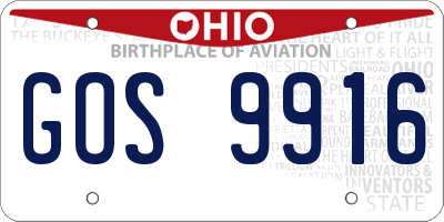 OH license plate GOS9916