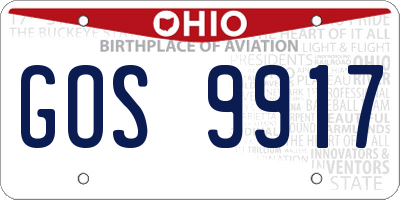 OH license plate GOS9917