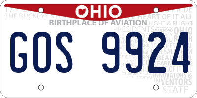 OH license plate GOS9924