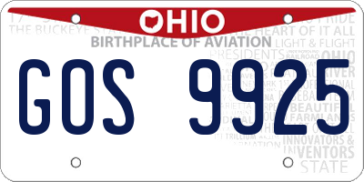 OH license plate GOS9925