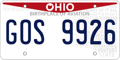 OH license plate GOS9926