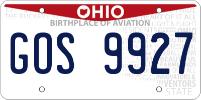 OH license plate GOS9927
