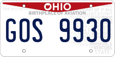 OH license plate GOS9930