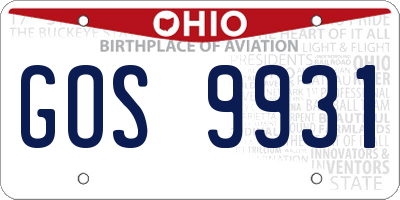 OH license plate GOS9931