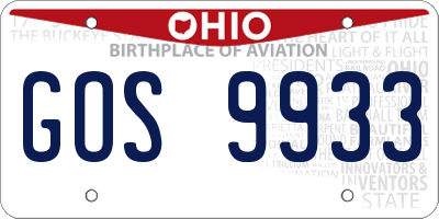 OH license plate GOS9933
