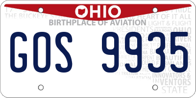 OH license plate GOS9935