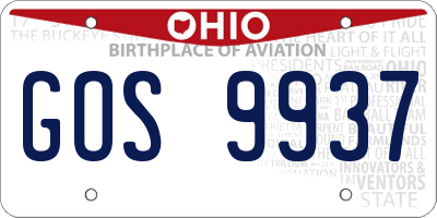 OH license plate GOS9937