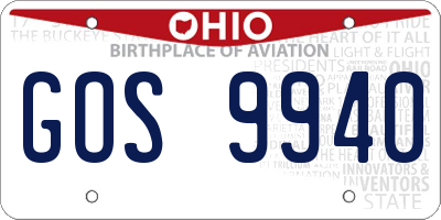 OH license plate GOS9940