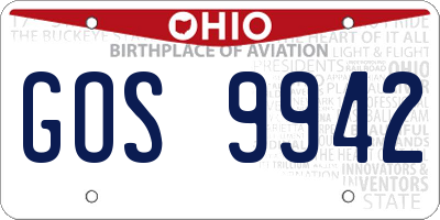 OH license plate GOS9942
