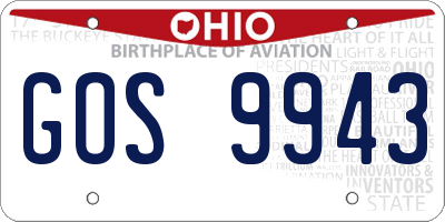 OH license plate GOS9943