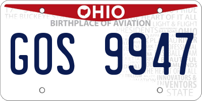 OH license plate GOS9947