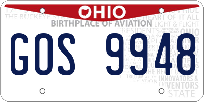 OH license plate GOS9948