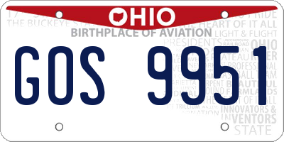 OH license plate GOS9951