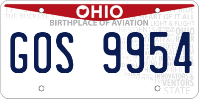 OH license plate GOS9954