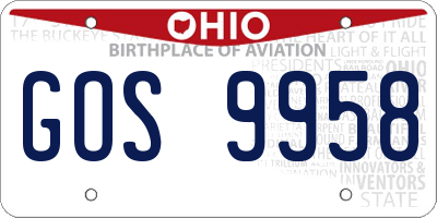 OH license plate GOS9958