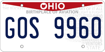 OH license plate GOS9960
