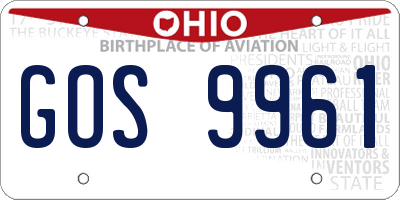 OH license plate GOS9961