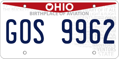 OH license plate GOS9962