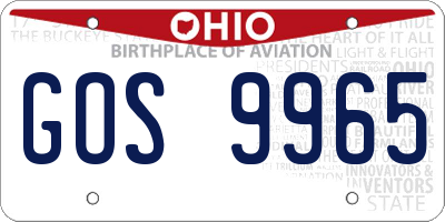 OH license plate GOS9965