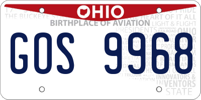 OH license plate GOS9968