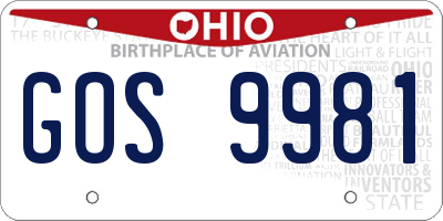 OH license plate GOS9981