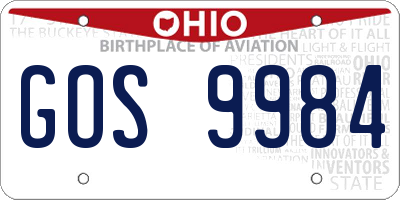 OH license plate GOS9984