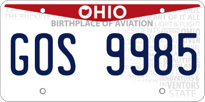 OH license plate GOS9985