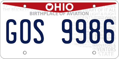 OH license plate GOS9986