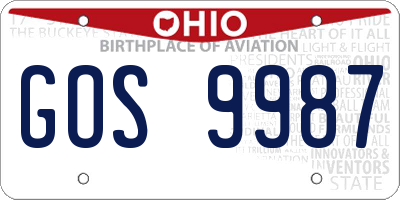 OH license plate GOS9987