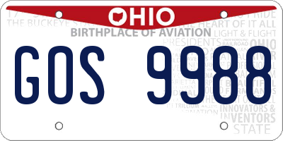 OH license plate GOS9988