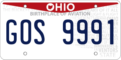 OH license plate GOS9991