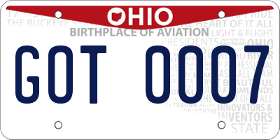 OH license plate GOT0007