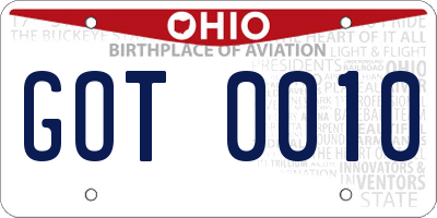 OH license plate GOT0010