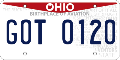 OH license plate GOT0120