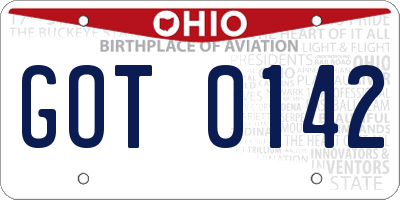 OH license plate GOT0142