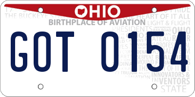 OH license plate GOT0154
