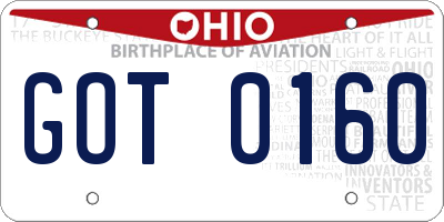OH license plate GOT0160